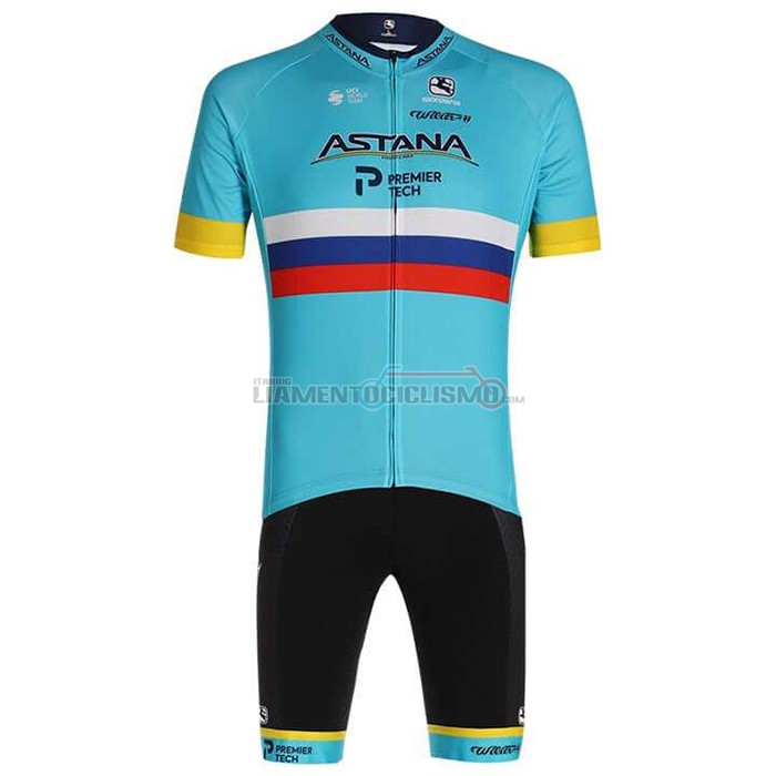 Abbigliamento Ciclismo Astana Campione Russia Manica Corta 2020